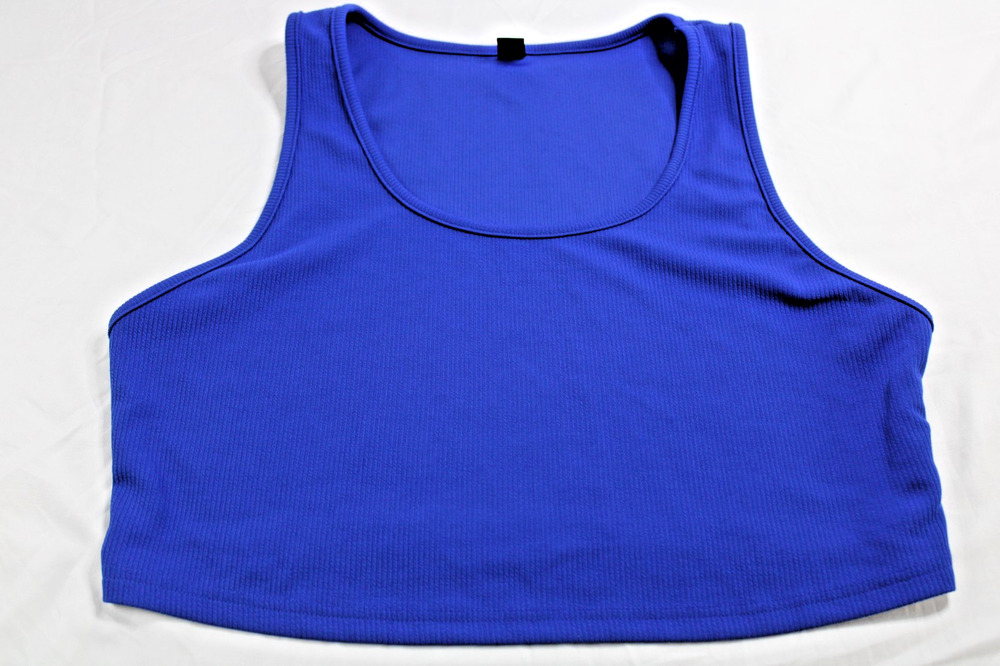 SHEIN Curve Women's 3XL Blue Ribbed Crop Tank Top Stretch Sleeveless Scoop Neck